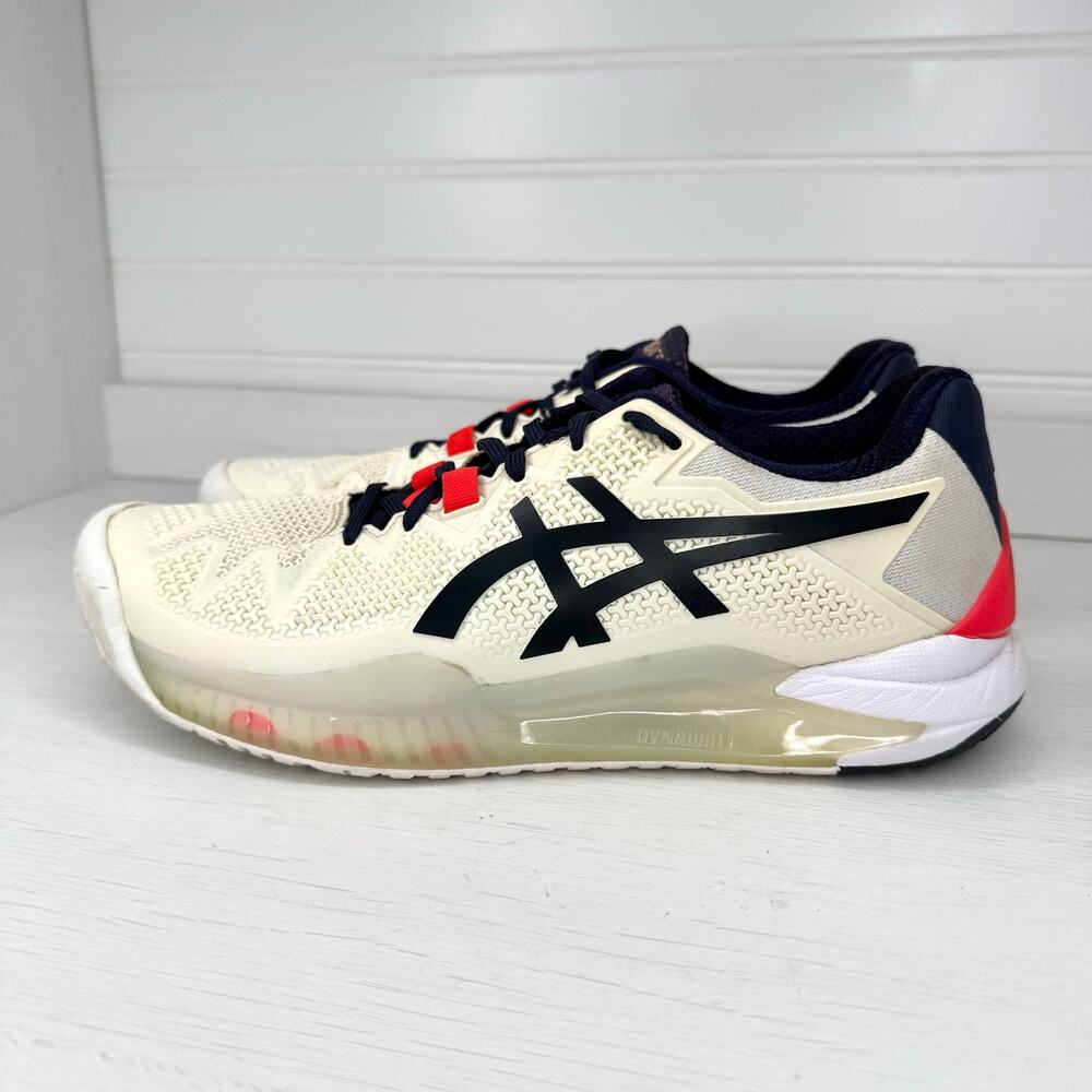 ASICS Gel-Resolution 9 Tennis Shoes White Navy Pink 1042A097 Women’s 8 Wide